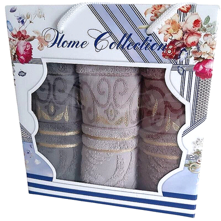 Набор из 3-х махровых полотенец в подарочной упаковке, 100% хлопок, Китай.