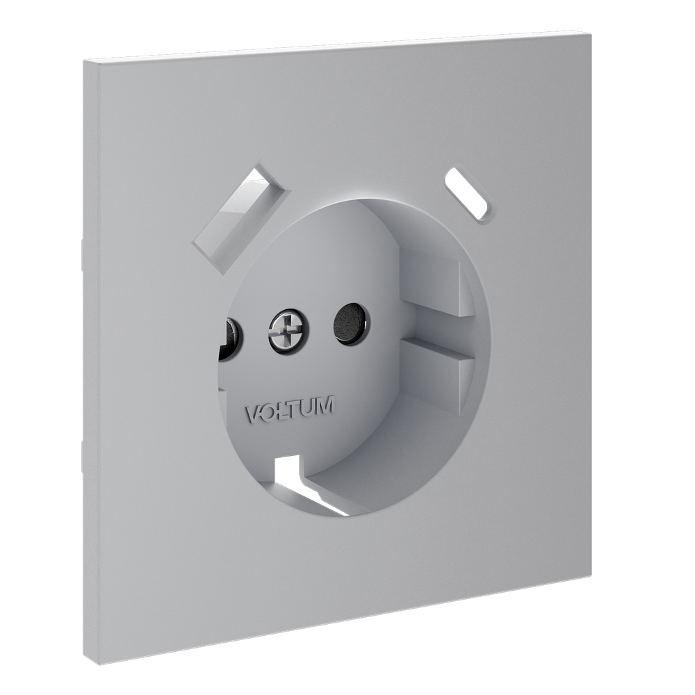 Накладка для розетки с заземлением и защитными шторками, с USB A+C, (серый) Voltum S70 VLS001016