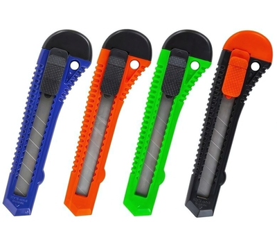 Нож канцелярский 18 мм,фиксатор, цвет ассорти "Basic" (STAFF)