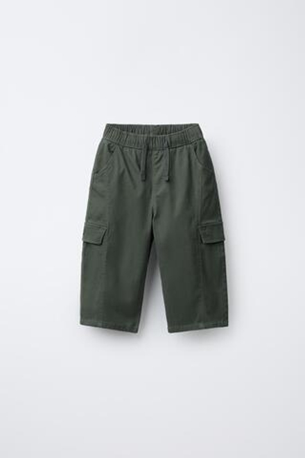 ZARA БРЮКИ КАРГО ИЗ МЯГКОЙ ТКАНИ, НЕФТЯНОЙ
