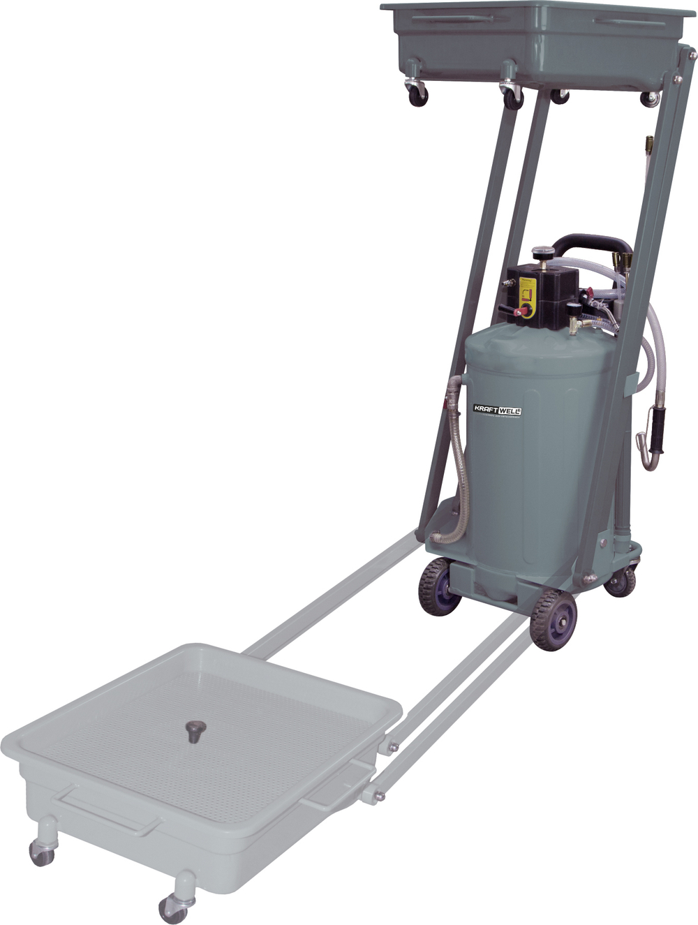 KraftWell KRW1835 Установка для слива и откачки масла/антифриза с пантографной ванной, 140 л