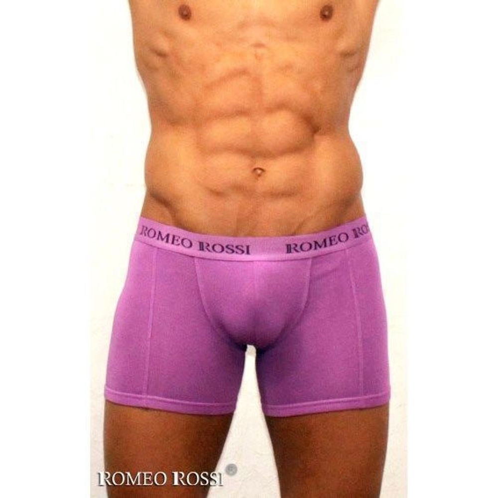 Мужские трусы боксеры удлиненные c резинкой Romeo Rossi сиреневые RR7001-06