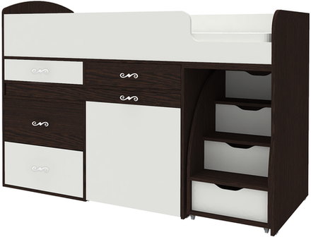 Кровать-чердак КарИВи Малыш 6 Венге Белый