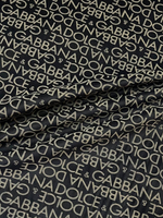 Джинса (деним) хлопок с эластаном Dolce&Gabbana черная с коричневом лого и бархатным покрытием