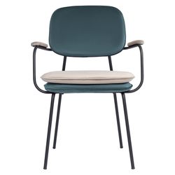Стул с подлокотниками Pea, велюр, сине-зеленый/бежевый