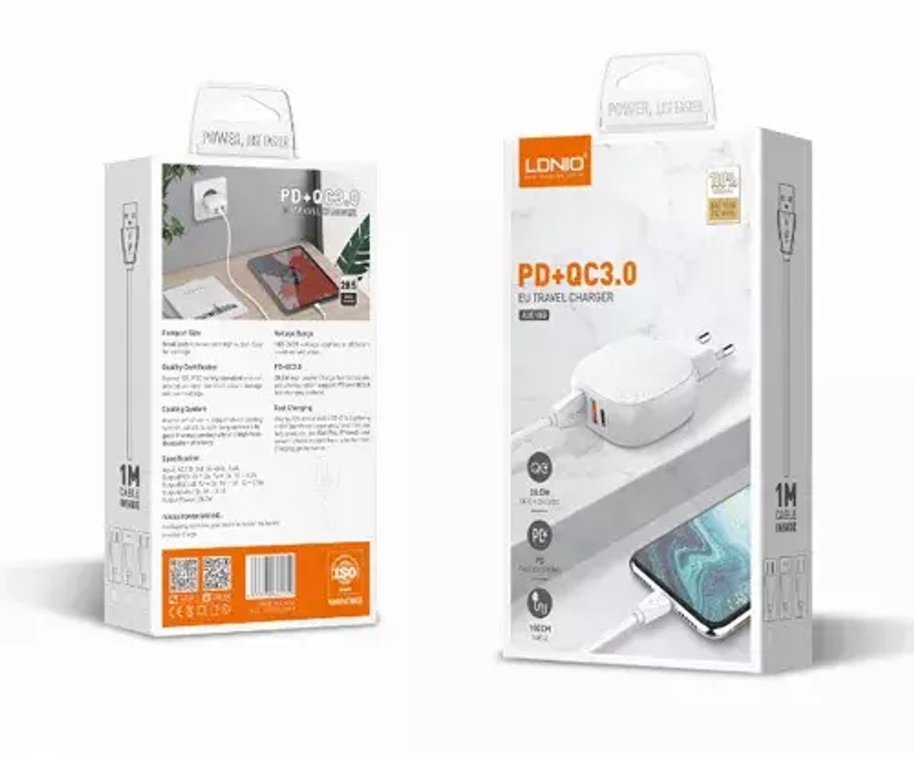 СЗУ 32W/PD с кабелем Type-C 2USB A3510Q LDNIO