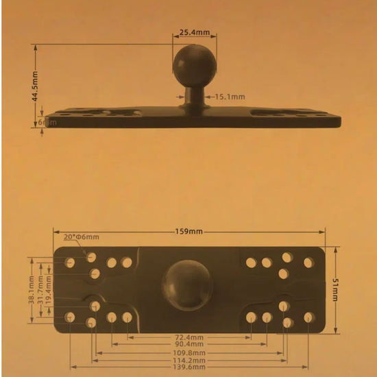 Крепление РАМ для небольших эхолотов макс. 5-6 дюймов алюминиевое