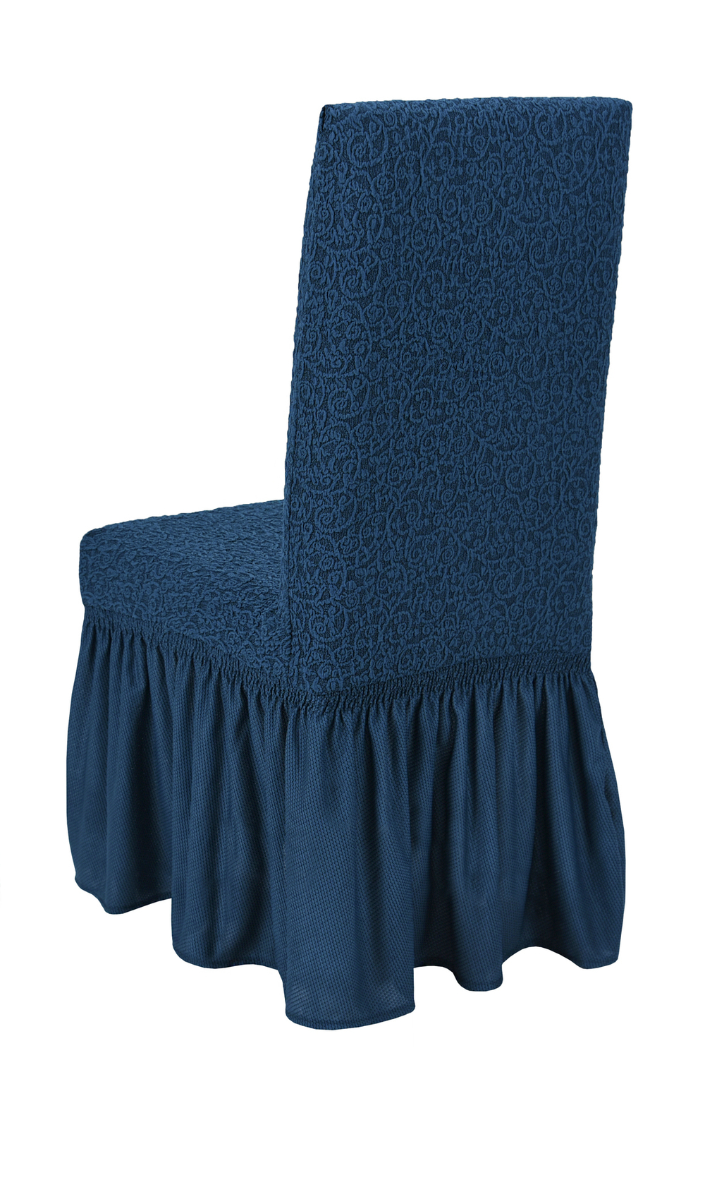 Чехол на стул с оборкой Жаккард, цвет Индиго, Набор 4 шт.