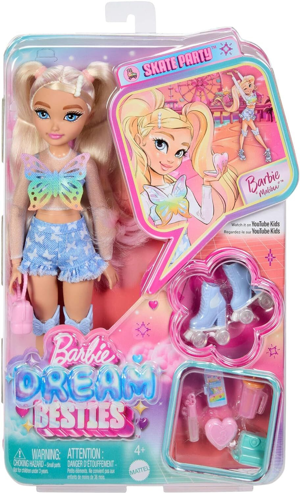 Кукла Barbie Dream Besties Малибу на роликах JFX96