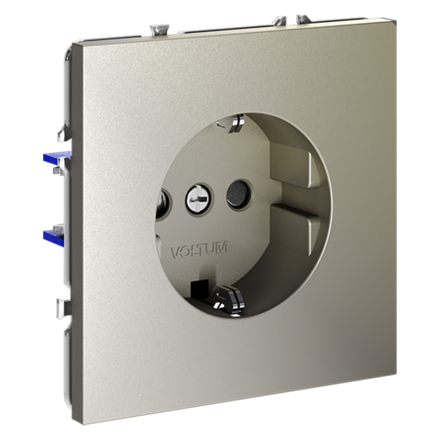 Розетка встраиваемая VOLTUM S70 с заземлением и защитными шторками, 16А, (шелк)