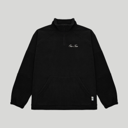 Drawstring Half-Zipped Sweatshirt Black