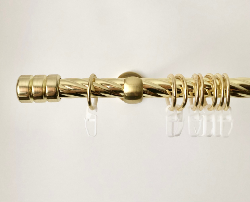 Карниз кованый витой для штор "Ост Цилиндр-II" d20 мм однорядный, цвет латунь