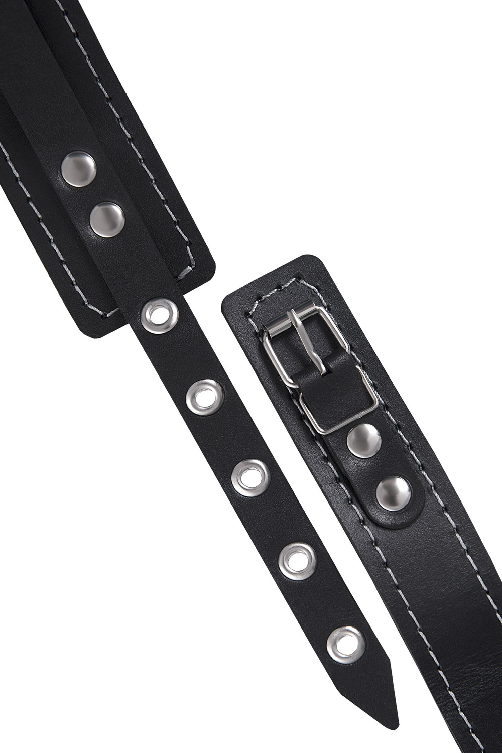 Черный узкий однослойный ошейник с серебристым поводком-цепочкой (Цвет: черный)