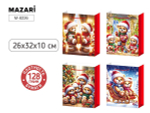 Пакет бумажный подарочный 26*32*10см. "Новый год. Мишки" ассорти 4 дизайна (Mazari)