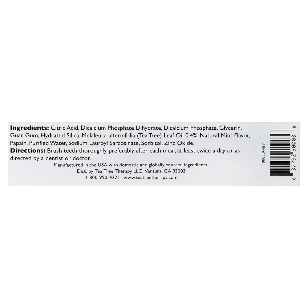 Tea Tree Therapy, Натуральная отбеливающая зубная паста, с маслом чайного дерева, 85 г (3 унции)