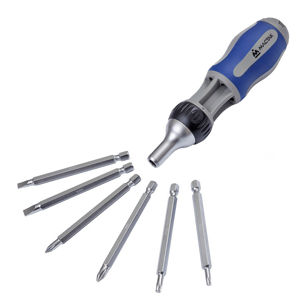 МАСТАК (049-7LB) Реверсивная отвертка с битами 7 в 1