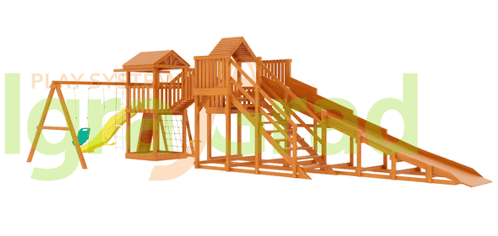 Детская деревянная зимняя горка Snow Fox 5,9 м + "Панда Фани Gride"