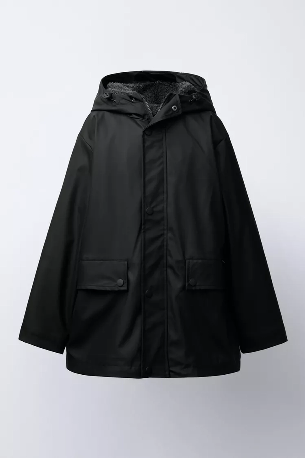ZARA ПАРКА С ПРОРЕЗИНЕННЫМ ПОКРЫТИЕМ WATER REPELLENT, ЧЕРНЫЙ