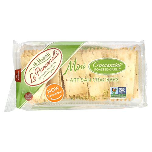 La Panzanella, ремесленные мини-крекеры кроккантини, с обжаренным чесноком, 170 г (6 унций)