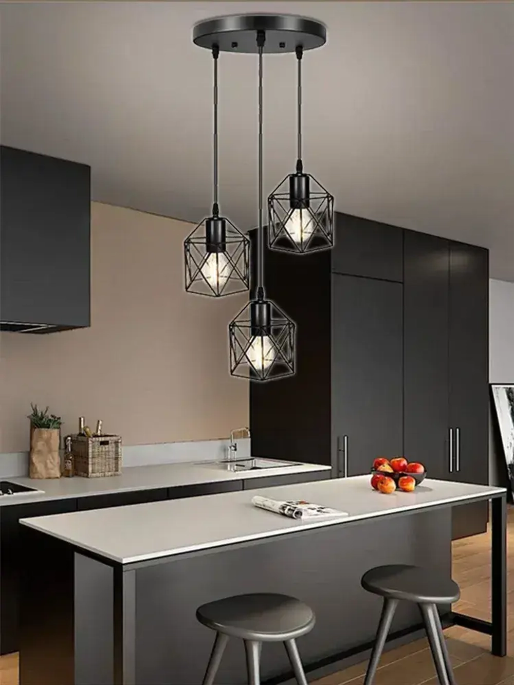 Люстра потолочная подвесная Лофт светильник на кухню, в гостиную и спальню,E27,регулировка длины,AYHOME