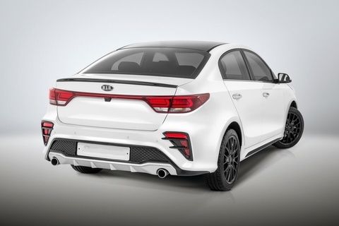 Бампер передний Kudos раздвоенный глушитель на Kia Rio