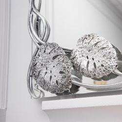 Зеркало настенное Monstera Deliciosa (Монстера) прямоугольное 80х60 Античное серебро