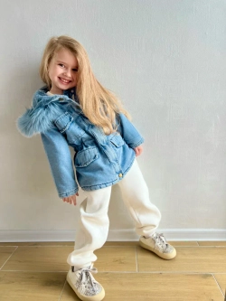 Парка джинсовая с искусственным мехом