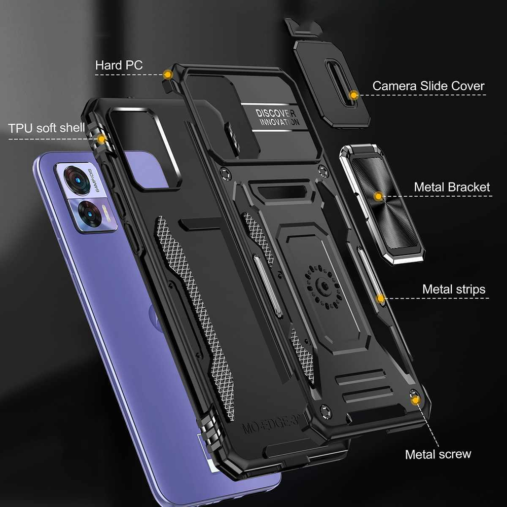 Чехол Safe Case с кольцом и защитой камеры для Moto Edge 30 Neo