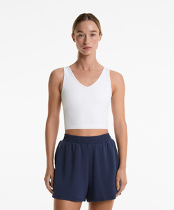 Oysho Топ без рукавов в рубчик, белый