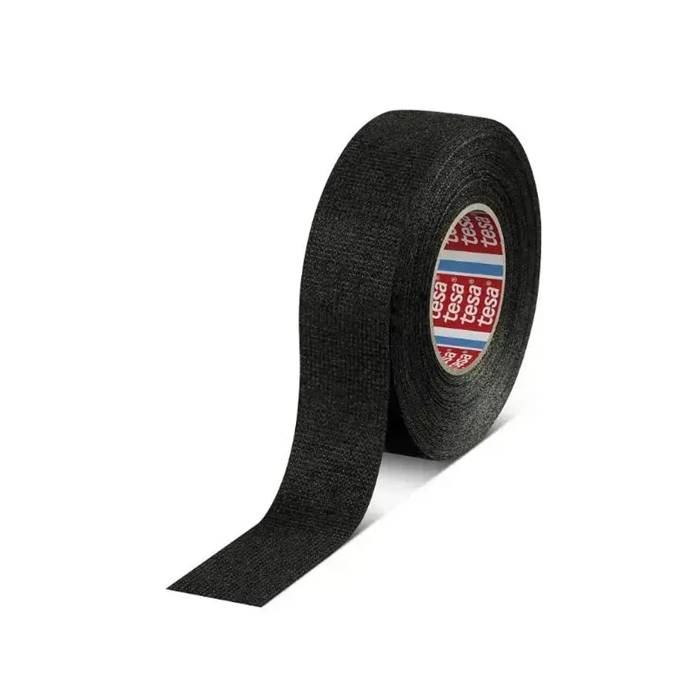 tesa Изолента 51608, 1 шт. шумоизоляция автомобильная салонная тканевая флисовая матерчатая черная для жгутования, "антискрип", 19 мм 25 м 230 мкм