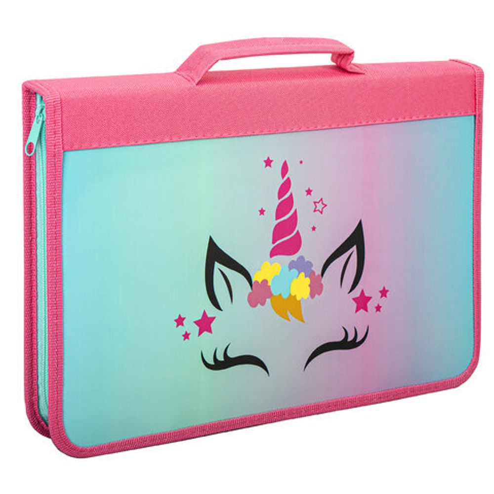 Папка на молнии BRAUBERG А4 с ручкой, с органайзером, 1 отделение, "Unicorn", 271447