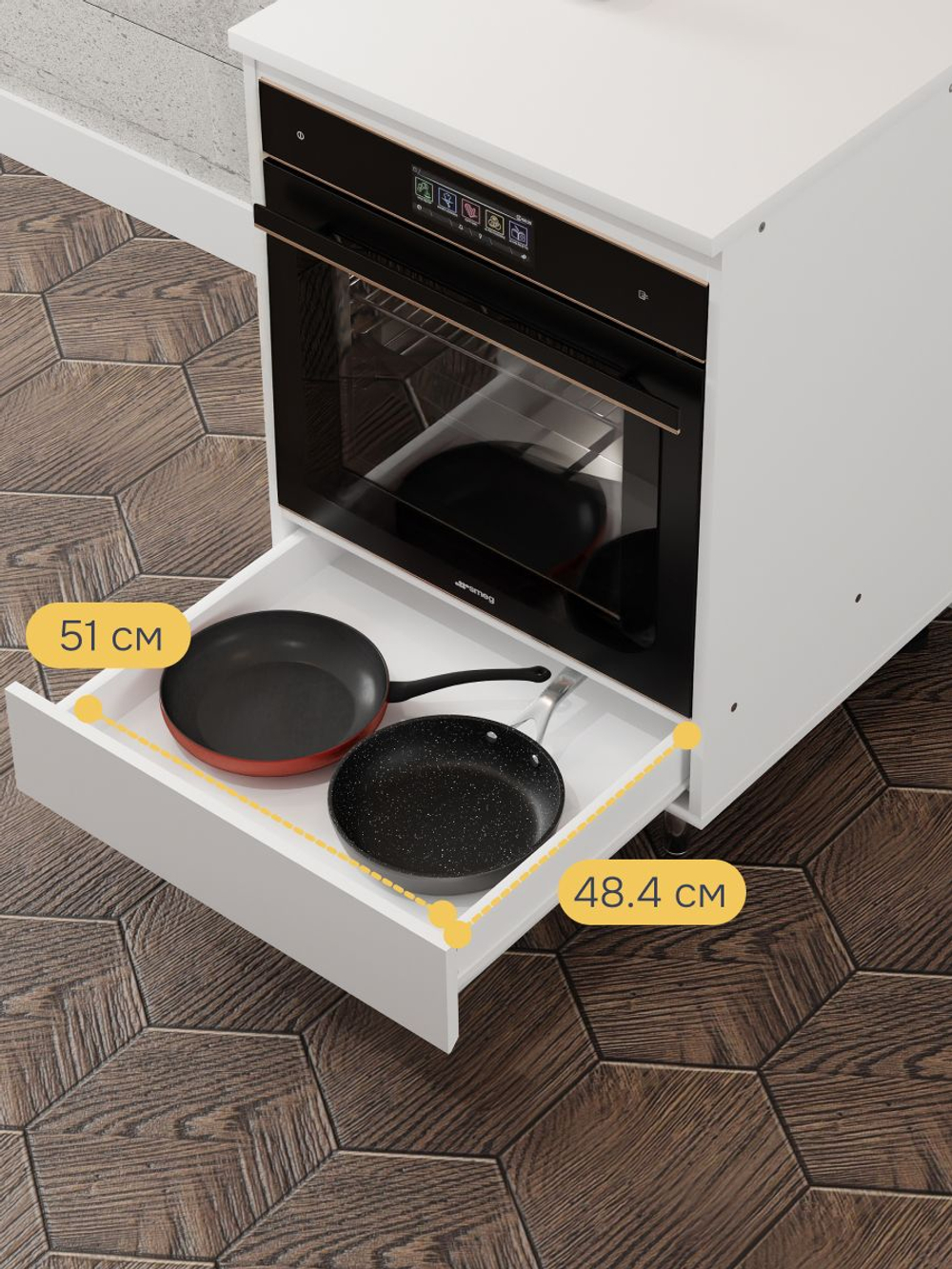 Кухонный модуль напольный, 60х60х85, Севилья, под духовой шкаф, со столешницей, на ножках, белый, Dipriz