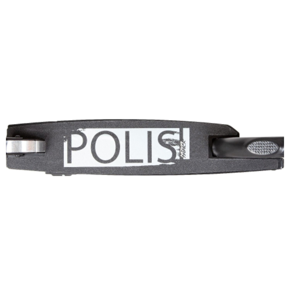 Самокат для детей NOVATRACK POLIS PRO, 230/200 мм, складной с кнопкой, ассиметр. платформа,  серебряный