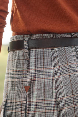 ZARA ЮБКА В КЛЕТКУ СО СКЛАДКАМИ, КОРИЧНЕВЫЙ