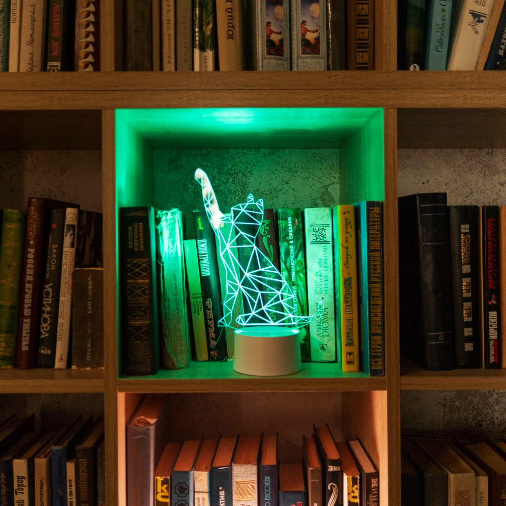 ULI-M501 RGB-3AAA CATTY-WHITE Светильник декоративный с эффектом 3D Кошка. на батарейках 3AAA не в-к. 1 светодиод. RGB свет. USB кабель в-к. TM Uniel