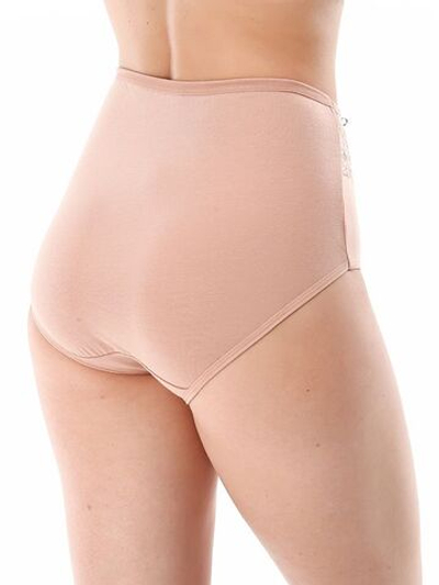 Трусы-макси из хлопка с элементами из кружева (Размер: 5X) (Цвет: бежевый)