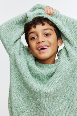 H&M Вязаный свитер в рубчик, зеленый