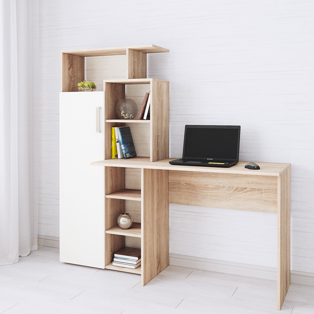 Стол компьютерный Квартет-7, дуб сонома/белый