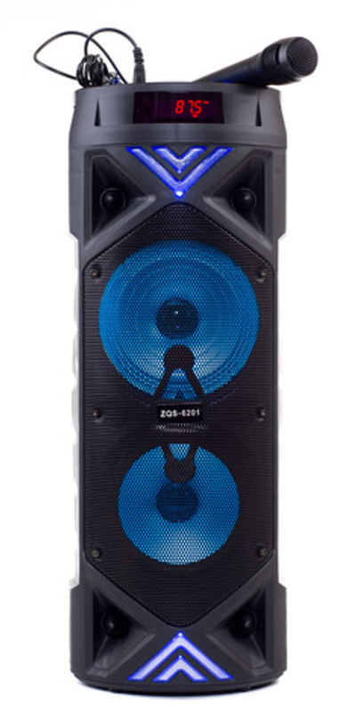 Портативная колонка BT SPEAKER ZQS-6201 Bluetooth, с микрофоном для караоке, FM, MP3, динамической подсветкой и управлением через смартфон