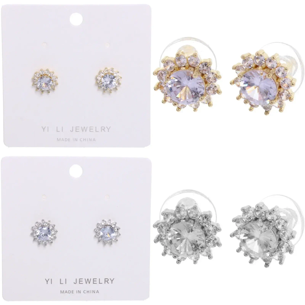 Серьги из гиппоалергенного металла со стразами «ПАЛУМНА», классика, цвет золото и серебро, 1,3-dсм