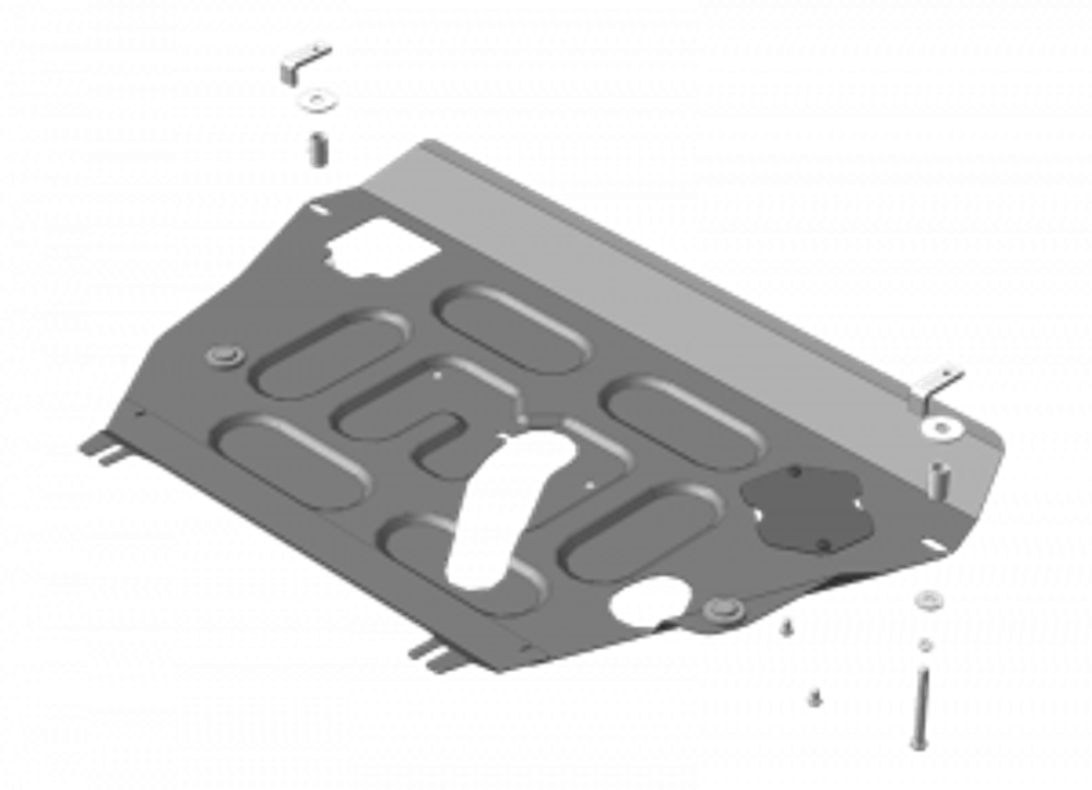 Защита картера Двигателя, КПП. 2 мм, Сталь. для Toyota RAV 4 2005-2013 MOTODOR.02554