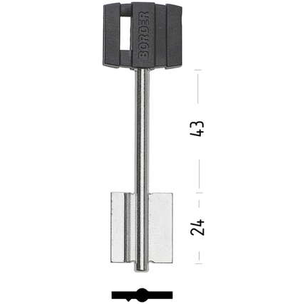 Заготовка сувальдного ключа 10642 Бордер-5 литье (92*21*24мм) (5мм) пластик (BRD5DP)