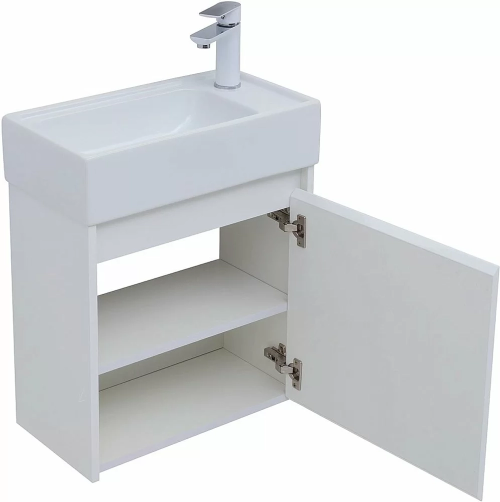 Тумба с раковиной Aquanet Nova Lite 50 с зеркалом, белый глянец