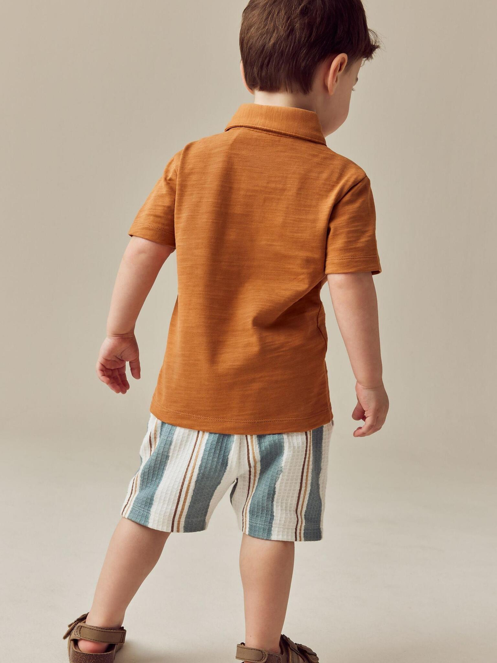 Поло и шорты в комплекте для мальчика Next E63-597, Кирпичный, Молочный, Голубой