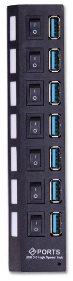 USB-Концентратор 7-USB-порта Smartbuy SBHA-7307-B  USB-3.0 с выключателем чёрный