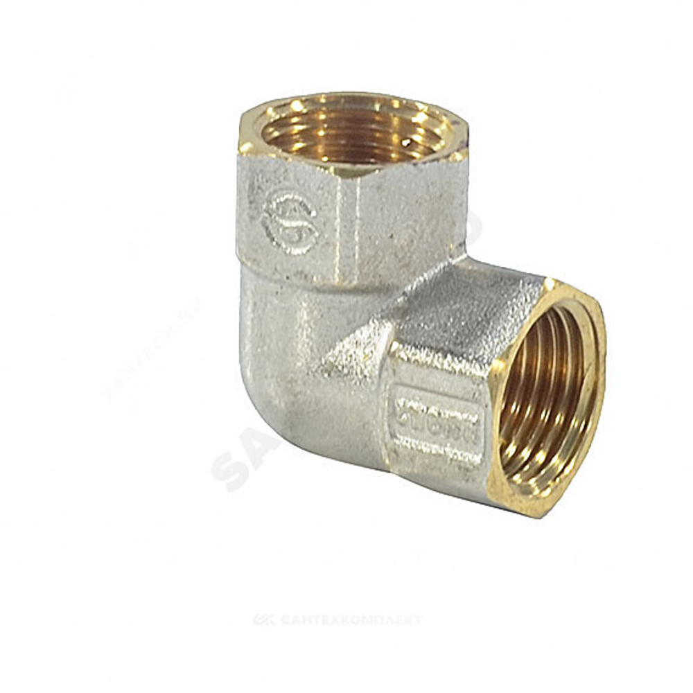 Угольник латунь никель Ду 15 (1/2") ВР/ВР 9001 ГОСТ 32585-2013 Aquasfera 9001-01