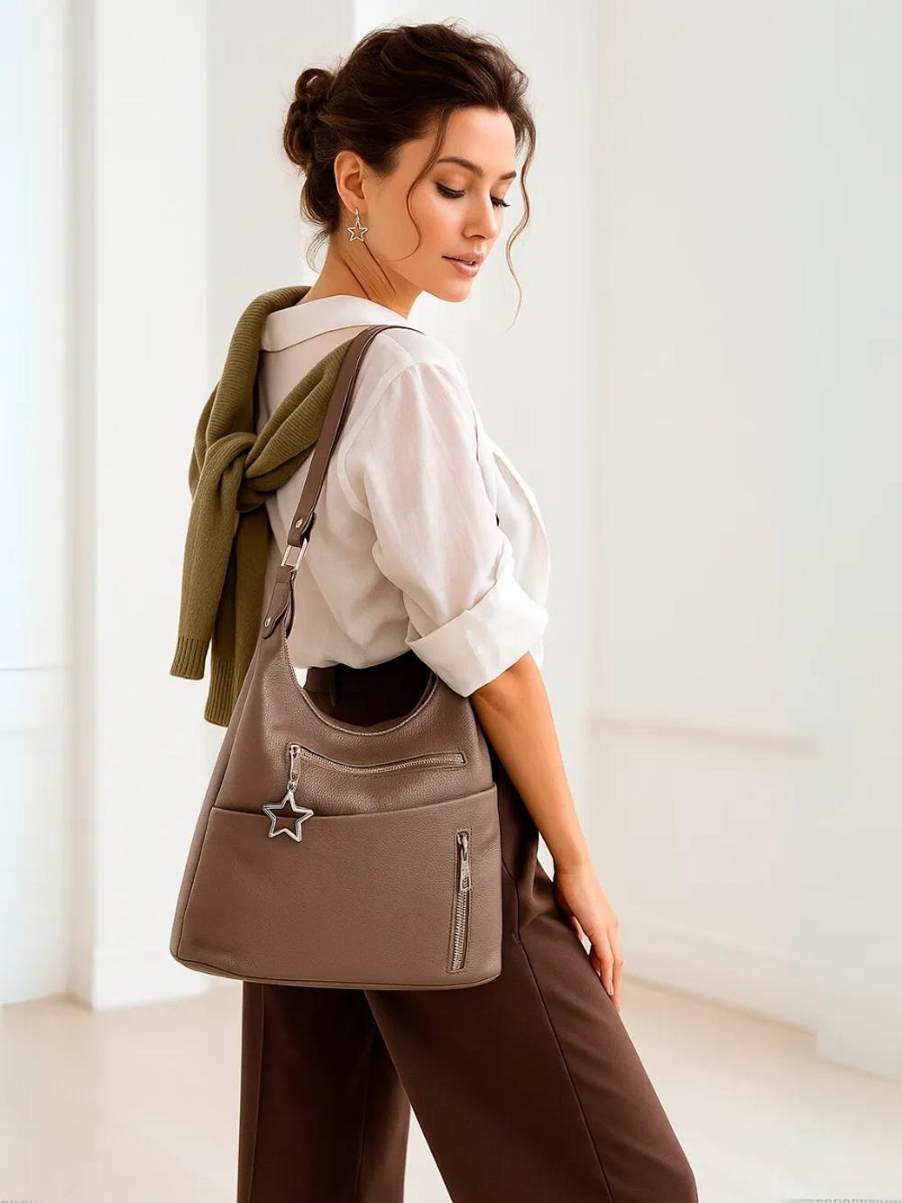 Сумка через плечо шоппер натуральная кожа