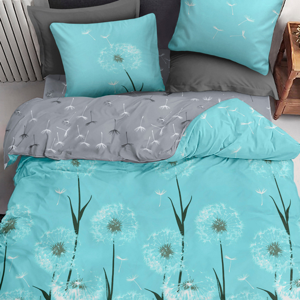 Постельное белье 1,5 поплин Павлайн Sweet Sleep Одуванчики вид 1 бирюза