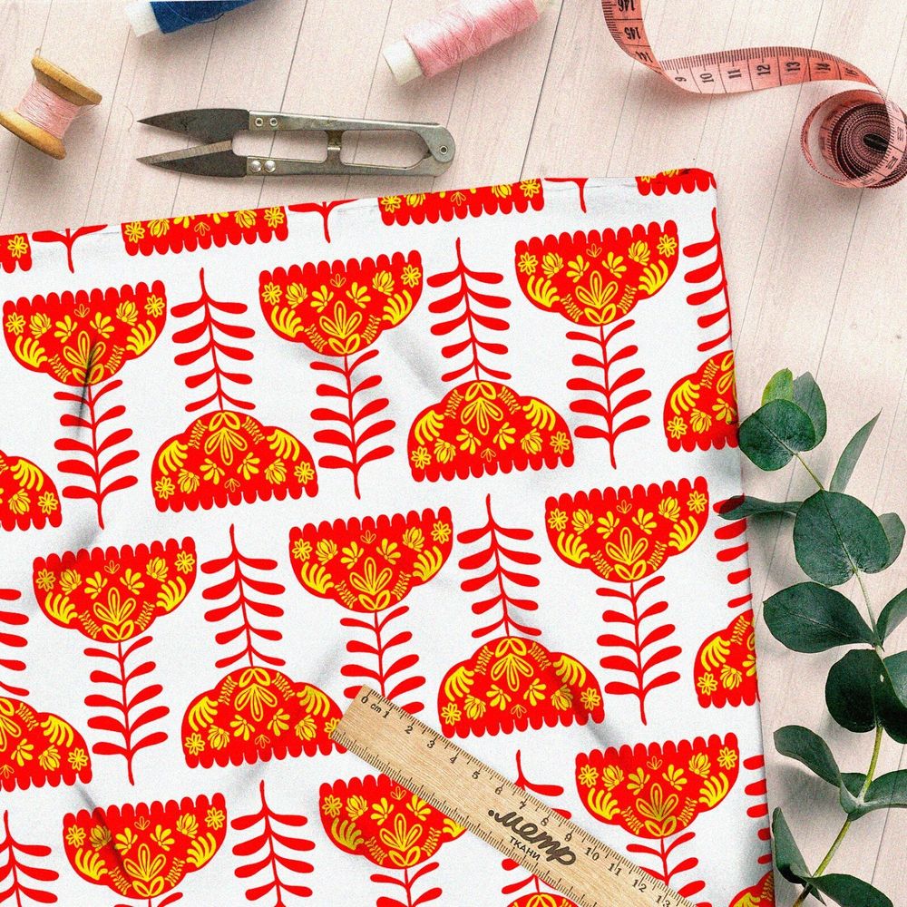 Ткань бязь крупные бутоны