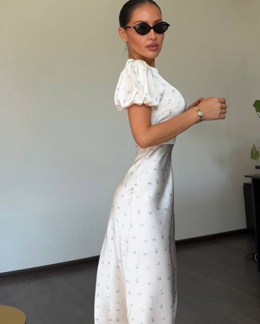 Платье "Стамбул", молочный с голубым